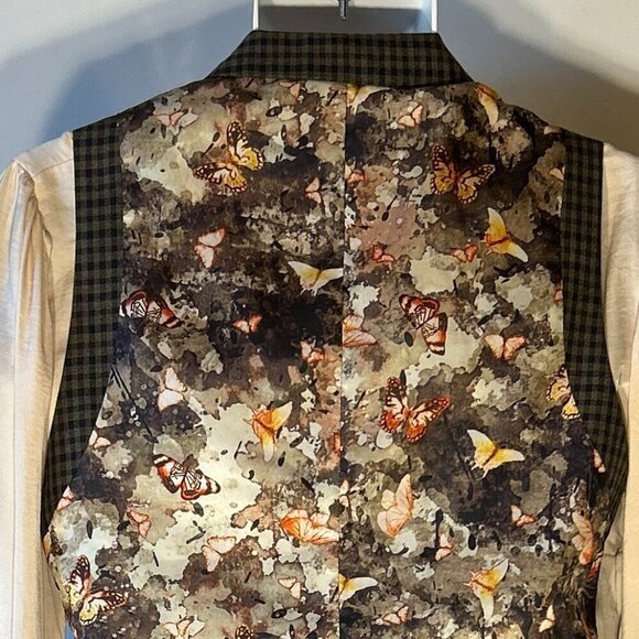 Paisley & Gray SZ M Unisex Plaid Vest Printed Back Menswear Cottage Prairie Tim - Picture 6 of 13